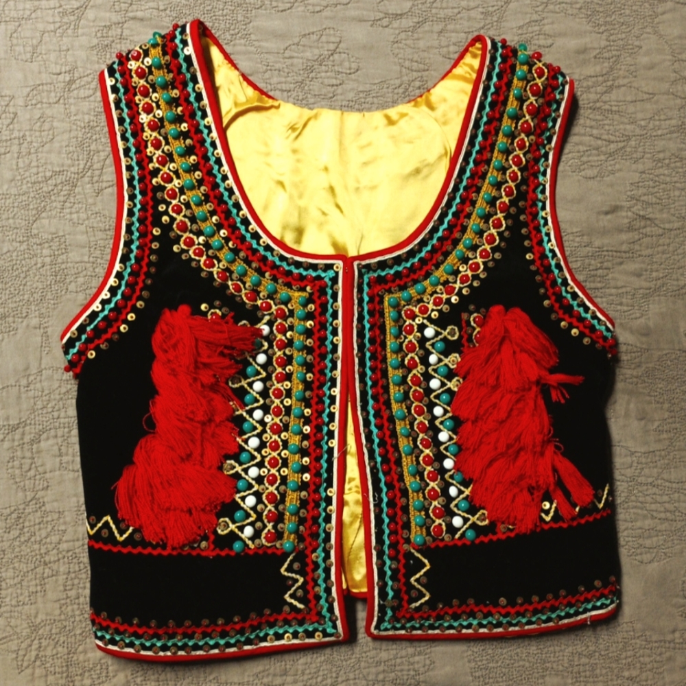 Vintage Costume Beaded Vest, Polish Handmade